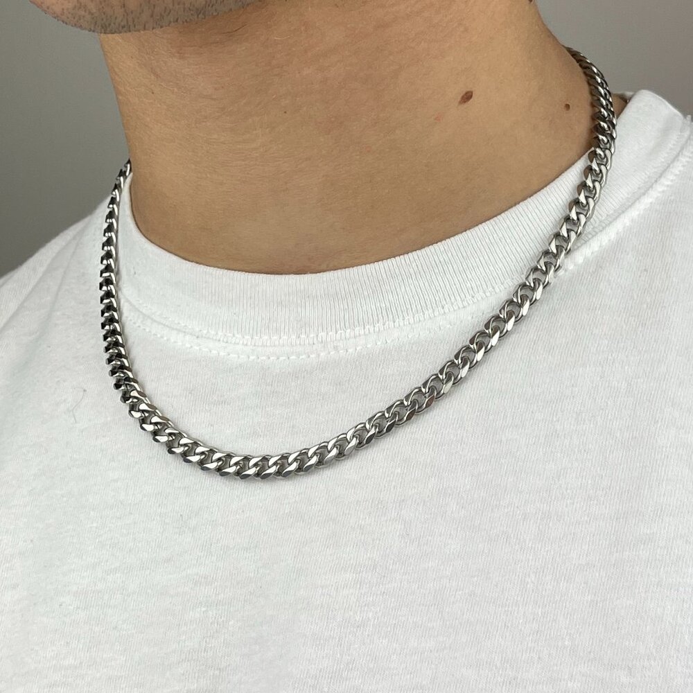 High Polished Cuban Link Chain Necklace 6mm 18in